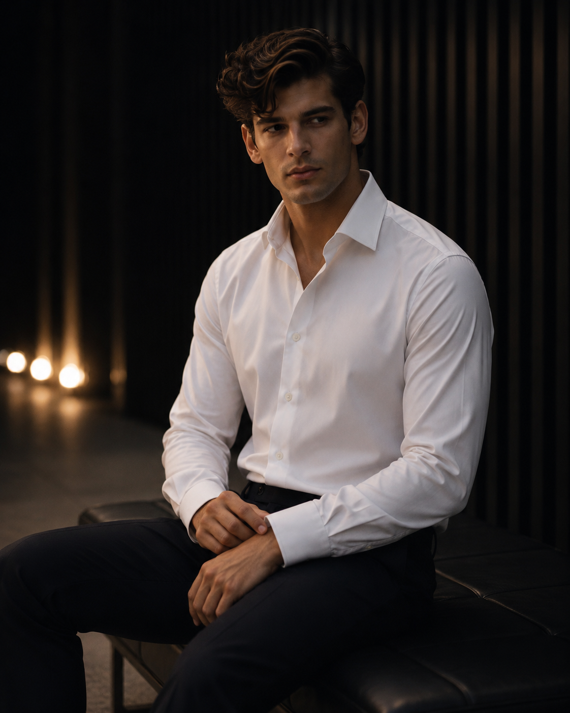 QL-01  — White Cotton Twill Dress Shirt (Non-Iron)